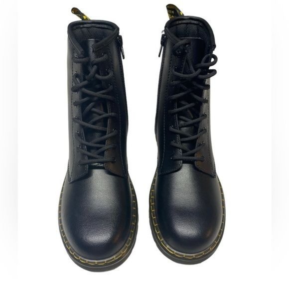 Dr. Martens Air Wair CombatBoots Bouncing Soles Zipper Black Womens 7 New - Picture 3 of 12